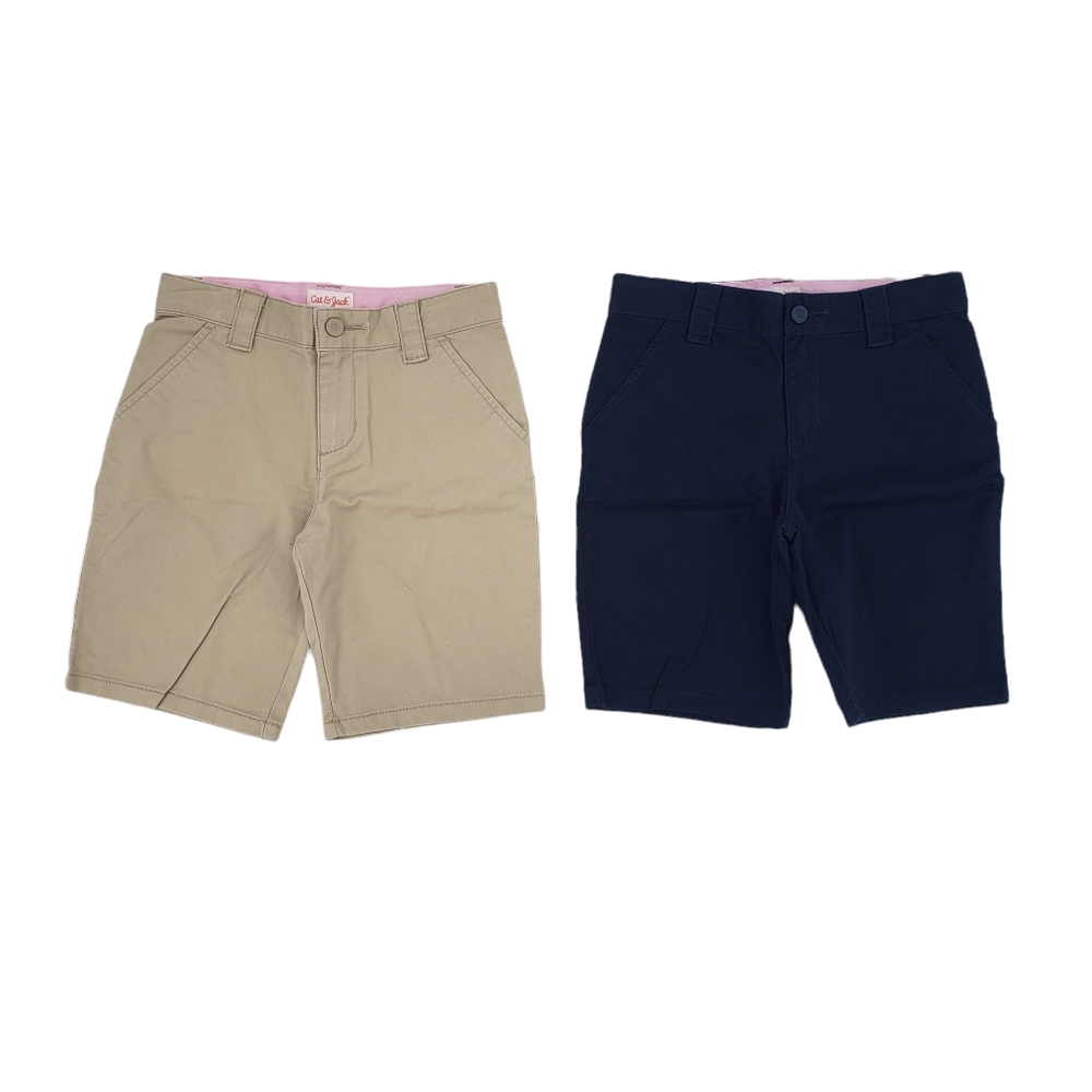 NWT Cat & Jack Girls School Uniform Shorts Size 6X Two Pack  Blue And Be…